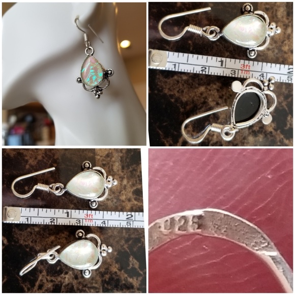 Genuine Australian Creme Triplet Opal Earrings - Picture 3 of 3